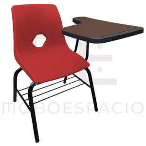 SILLA DE CONCHA DE POLIPROPILENO CON PALETA JUMBO ROJO