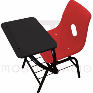 SILLA DE CONCHA DE POLIPROPILENO CON PALETA RECTANGULAR DE POLIPROPILENO ROJO