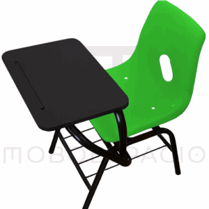SILLA DE CONCHA DE POLIPROPILENO CON PALETA RECTANGULAR DE POLIPROPILENO VERDE